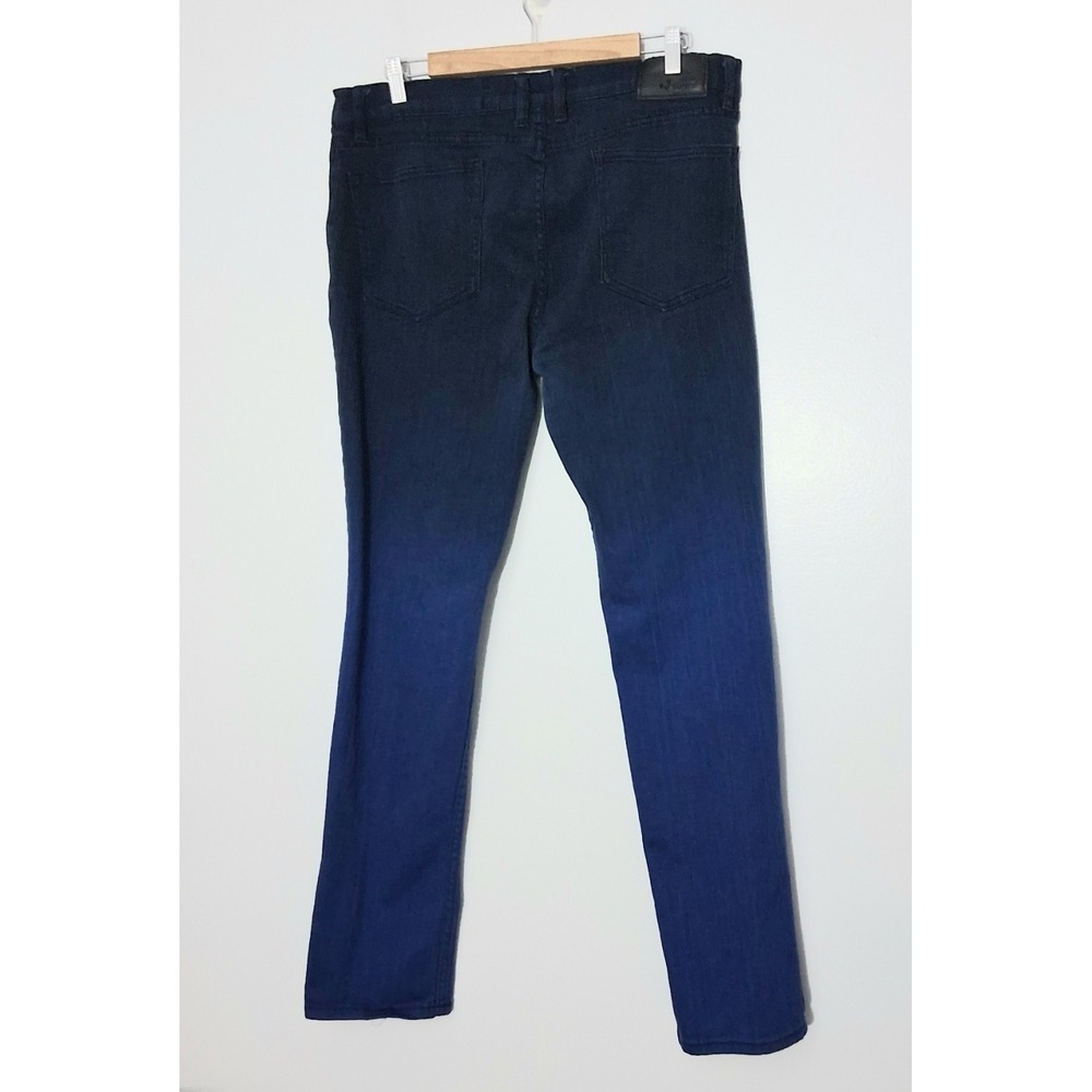 Rude Jeans Men's Size 38x32 Blue Ombre Skinny Dark Wash Denim Pockets Pre-owned